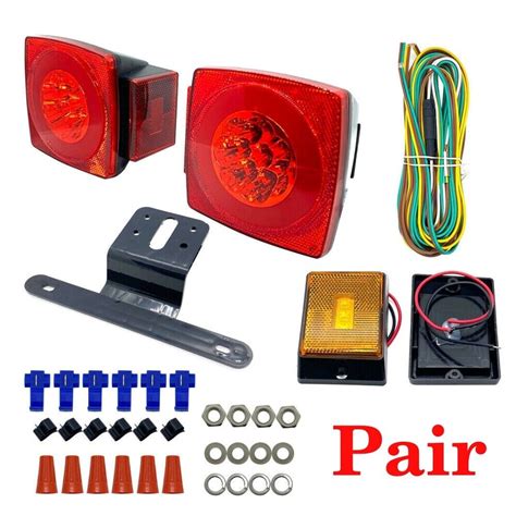 Pair Rear Led Submersible Trailer Tail Lights Kit Boat Marker Truck