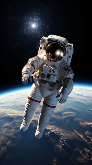 Premium Photo Astronaut In Spacesuit Floating Above The Earth With