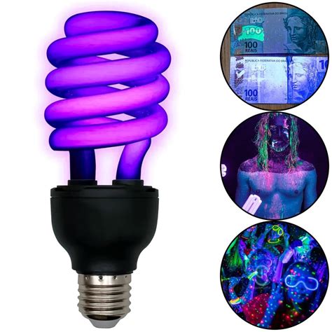 Lâmpada Luz Negra 110v 36w Ultra Violeta Neon Para Festas Eventos