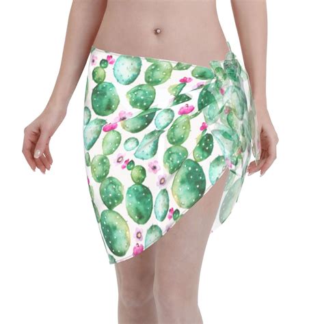 Coaee Cactus Plants Womens Short Sarongs Beach Wrap Sheer Bikini Wraps