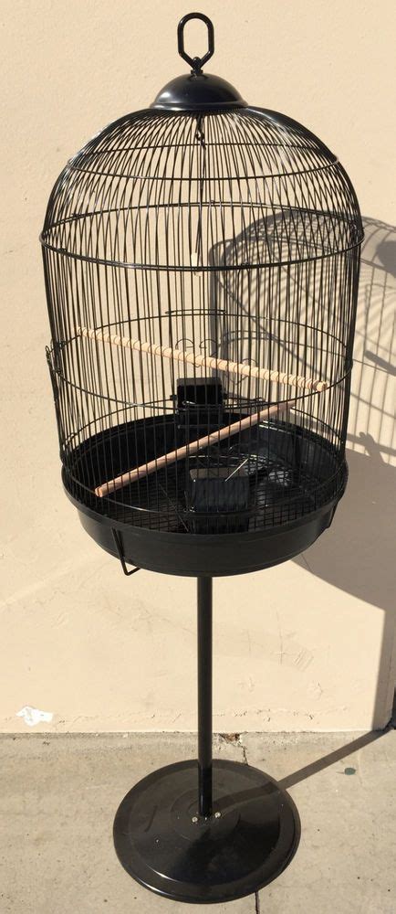 New Round Bird Cage With Stand Finch Canary Cockatiel Parakeet Dome Top