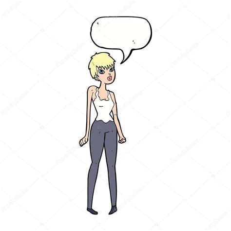 Cartoon Pretty Woman With Speech Bubble Stock Vector Image By