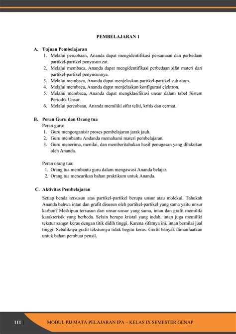 Modul 3 Pembelajaran 1 Partikel Penyusun Benda Mati Dan Makhluk Hidup PDF