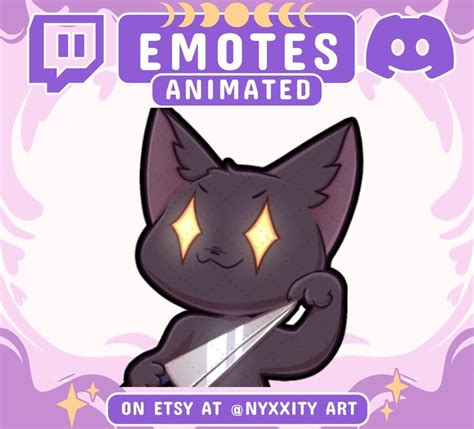 Animated Black Cat Knife Twitch Emote Funny Black Cat Emote For