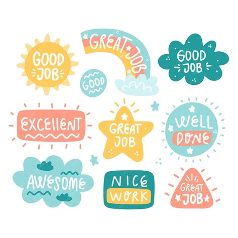 Premium Vector Hand Drawn Good Job And Great Job Stickers