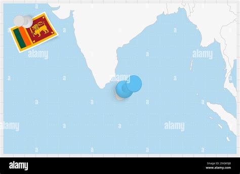 Map Of Sri Lanka With A Pinned Blue Pin Pinned Flag Of Sri Lanka