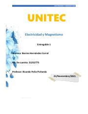 Entregable1 ELECTRICIDAD Pdf ELECTRICIDAD Y MARGNETISMO UNITEC