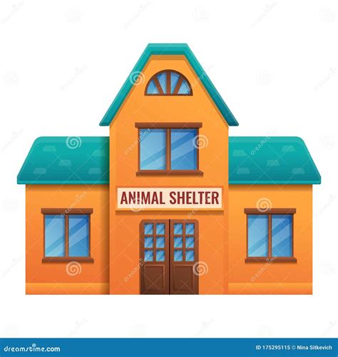 Animal Shelter House Icon, Cartoon Style Stock Vector - Illustration of ...