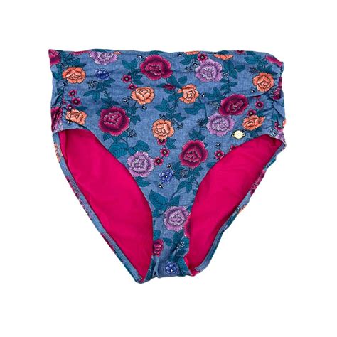 Sunseeker Indigo Floral Rouched Full Classic Bikini Bottom Size CanadaWide Liquidations