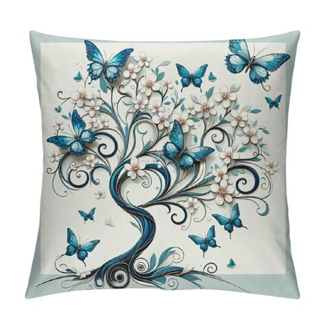 Erxjss Spring Cushion Covers Tree Butterfly Aesthetic Art Vintage Farm