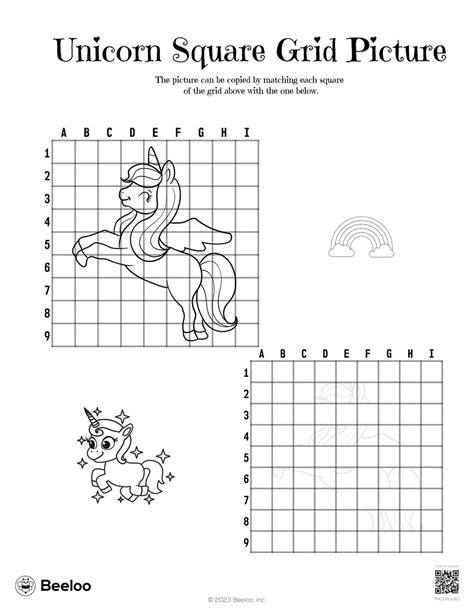 Unicorn Square Grid Picture • Beeloo Printable Crafts And Activities