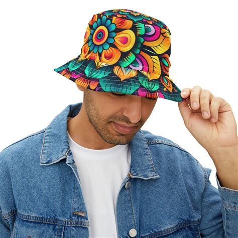Psychedelic Trippy Bucket Hat Psychedelic Bucket Hat Aop Etsy