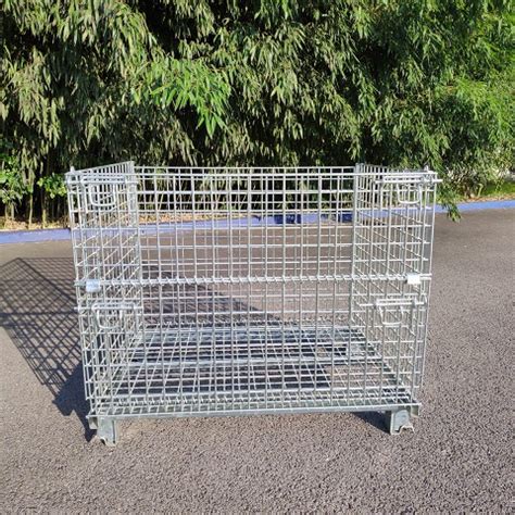 Heavy Duty Industrial Metal Stackable Wire Mesh Pallet Cage Foldable