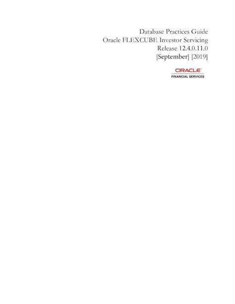 Pdf Database Practices Guide Oracle Flexcube Investor Oracle