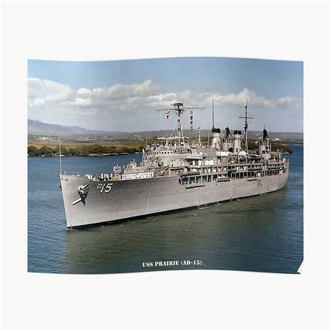 Uss Prairie Ad15 Ad 15 Destroyer Tender Navy Usn U S Navy Poster