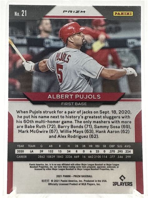 Albert Pujols Panini Prizm Carolina Blue Prizm Sp Los Angeles