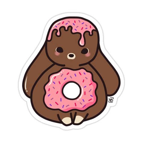 Doughnut Bun Sticker For Sale By Heysoleilart Cute Stickers Kawaii