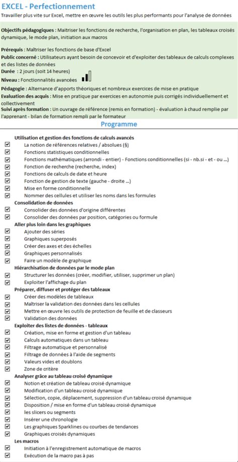 Formation Excel Perfectionnement DOPHIS Développement et formation