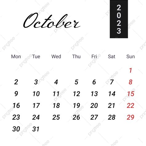 Gambar Kalender Sederhana Oktober Kalender Oktober Png Dan