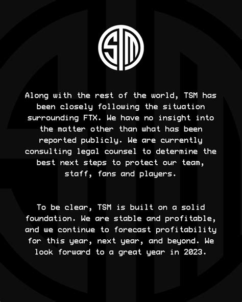 TSM FTX Beaulo On Twitter RT TSM TSM Statement On FTX