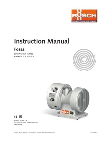 BUSCH Fossa FO 0015 A Fossa FO 0035 A Instruction Manual Manualzz