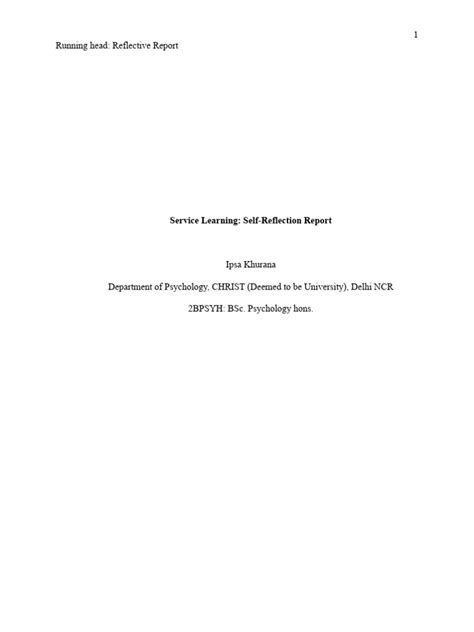 Reflective Report Service Learning Download Free Pdf Psychology