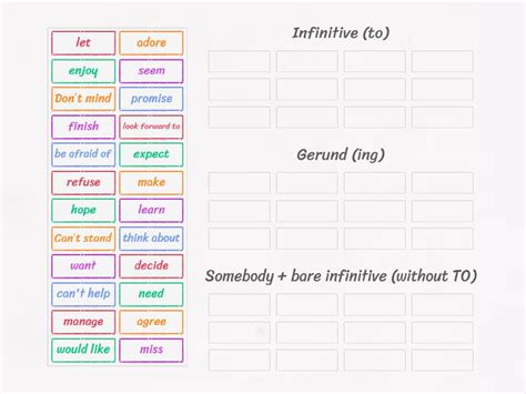 Gerund Infinitive Group Sort