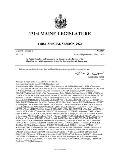 Fillable Online Legislature Maine St Legislature First Regular And