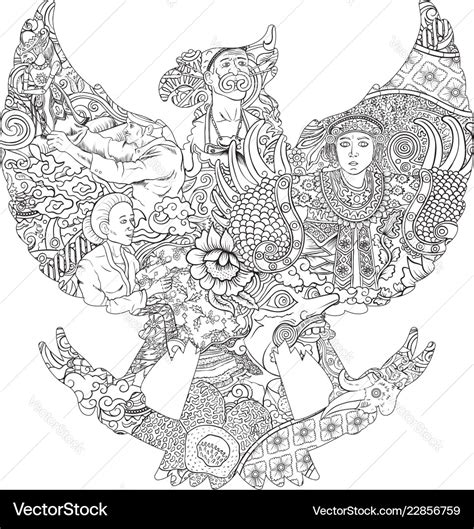 Amazing indonesia culture in black and white Vector Image