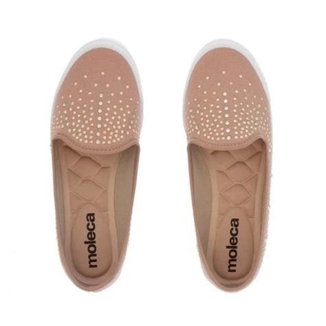 T Nis Moleca Slip On Strass Feminino Nude Sapattu Mania