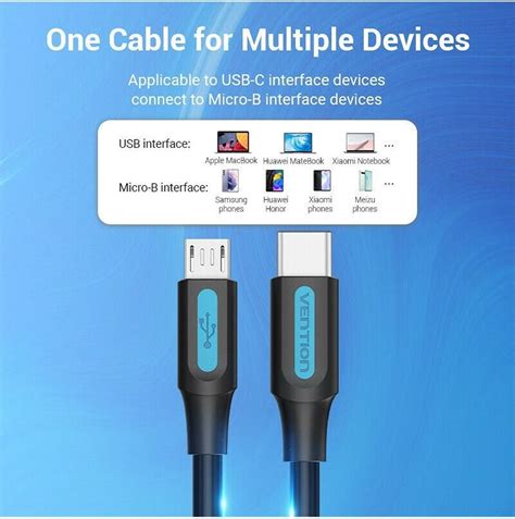 Vention Usb C Male To Micro B Male A Cable High Speed Charging