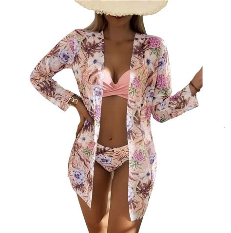 STRÓJ KĄPIELOWY DAMSKI DWUCZĘŚCIOWY BIKINI Z NARZUTĄ KOSTIUM RÓŻOWY L 5907433960817 Cena