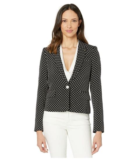 Tommy Hilfiger Polka Dot One Button Jacket Black Ivory Jacket Blazer 6 Ebay