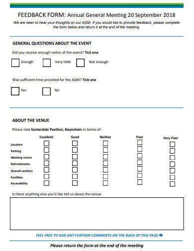 FREE 20+ Meeting Feedback Form Templates in PDF | MS Word