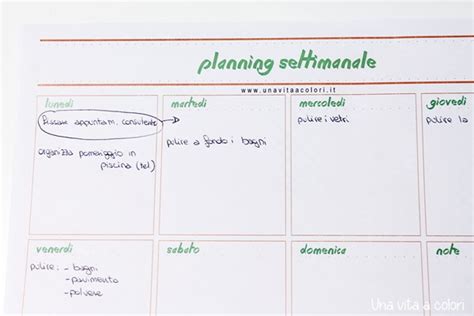 Planner Settimanale Da Stampare Per Tavolo O Agenda