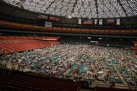 Eon Images | Hurricane Katrina evacuees inside Houston Astrodome