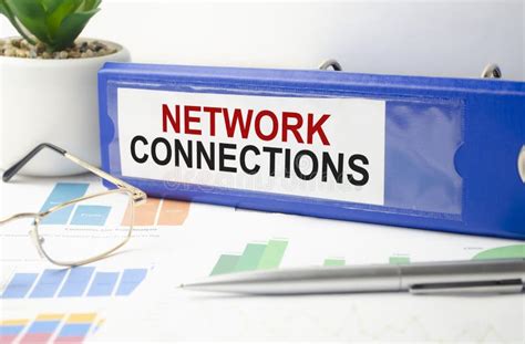 Network Connections Text Concept On Blue File Folder And Charts Stock