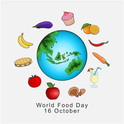 16 de octubre Feliz Día Mundial de la Alimentación Vector Premium