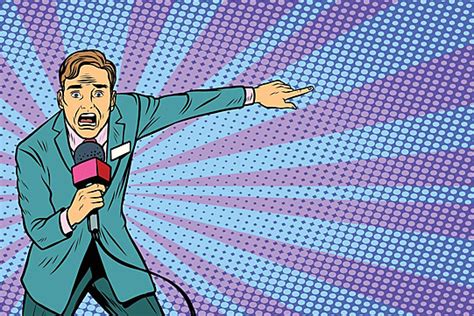 Frightened Tv Reportercrime Reporting Or Disaster Show Professional