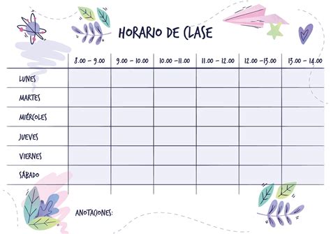 5 Plantillas De Horario Escolar En Word Para Rellenar E Imprimir