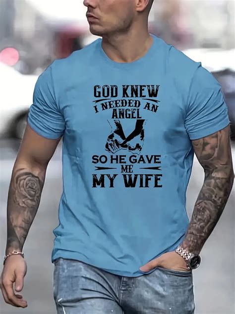 God Gave Wife Print T Shirt Tees Men Casual Short Sleeve T Temu Ireland