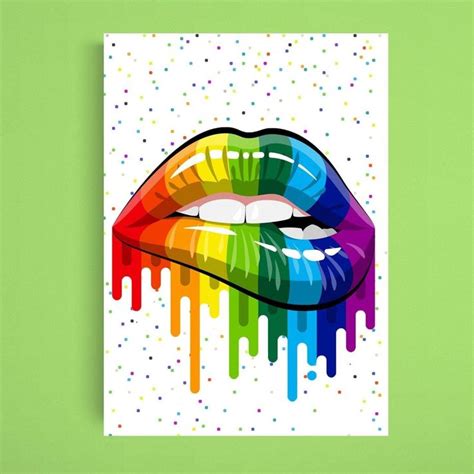 Colored Kisses Gay Pride Print Lgbtq Rainbow Decor Wall Art Rainbow Decorations Gay