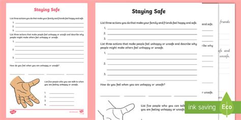 Staying Safe Worksheet Lenseignant A Fait Twinkl