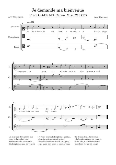 Je Demande Ma Bienvenue Jean Haucourt Sheet Music For Vocals Choral