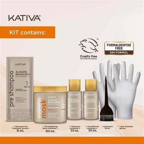 Kativa Kit de alisado brasileño 12 semanas de uso doméstico alisado