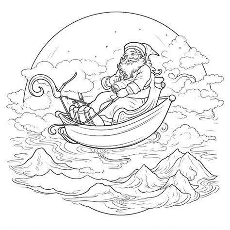 Un Coloriage Du P Re No L Dans Un Bateau Avec Une Canne P Che Ai