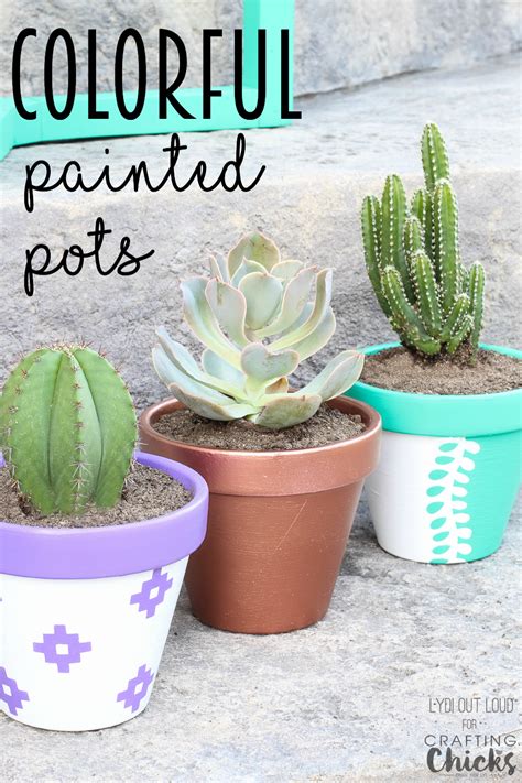 Colorful Painted Clay Pots for Summer Planting - The Crafting Chicks