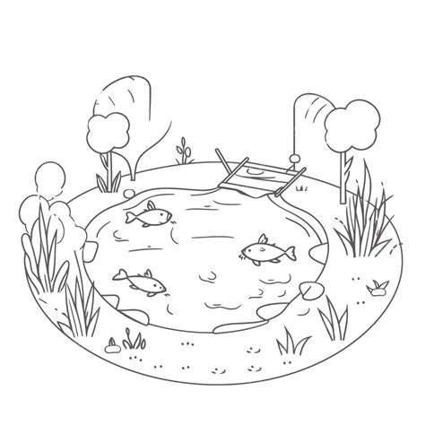 Fish Pond Clipart Black And White Fish