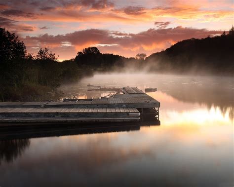 Misty Lake Pontoon Landscape Theme HD Wallpaper Preview 10wallpaper