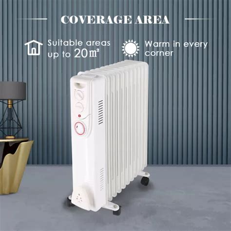 2500W 11 FIN Portable Electric Oil Filled Radiator Heater With Timer